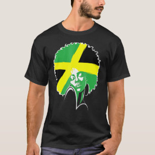 Afro Hair Jamaican Flag Women Black Melanin Jamaic T-Shirt