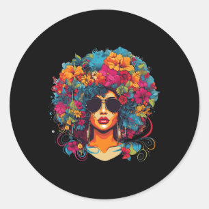 Afro Hair Natural Black History Pride Black Melani Classic Round Sticker