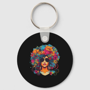 Afro Hair Natural Black History Pride Black Melani Key Ring