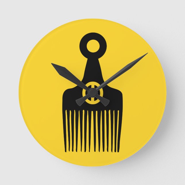 Afro Hair Peace Round Clock (Front)