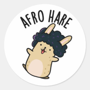 Afro Hare Funny Rabbit With Afro Pun Classic Round Sticker