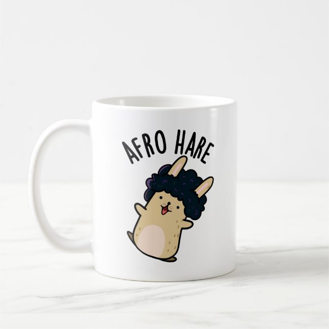 Afro Hare Funny Rabbit With Afro Pun  Coffee Mug (Left)