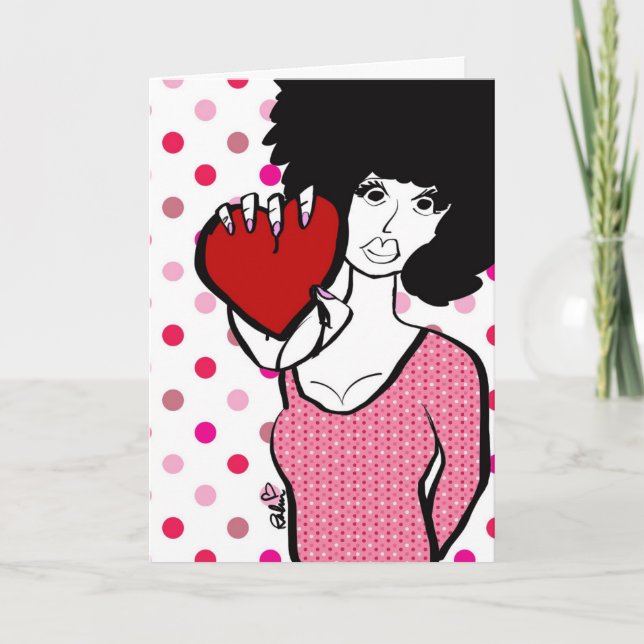 Afro Heart Valentine Card (Front)