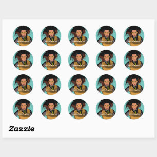 Afro-Irish schoolgirl says Don't Touch My Hair Classic Round Sticker