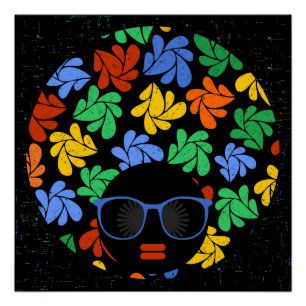 Afro Love Colourful Wall decal Poster
