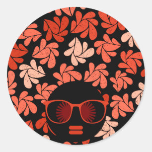 Afro Love Coral Red Pillow Classic Round Sticker