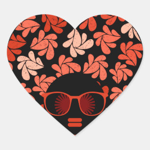 Afro Love Coral Red Pillow Heart Sticker