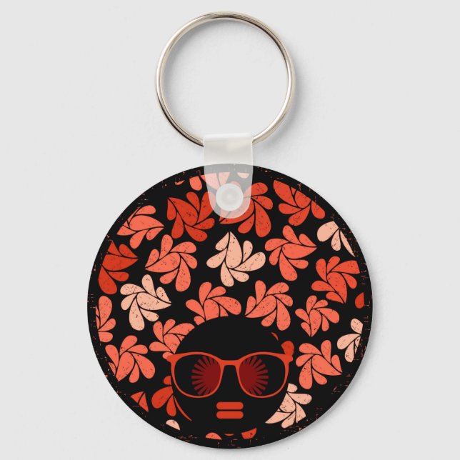 Afro Love Coral Red Pillow Key Ring (Front)