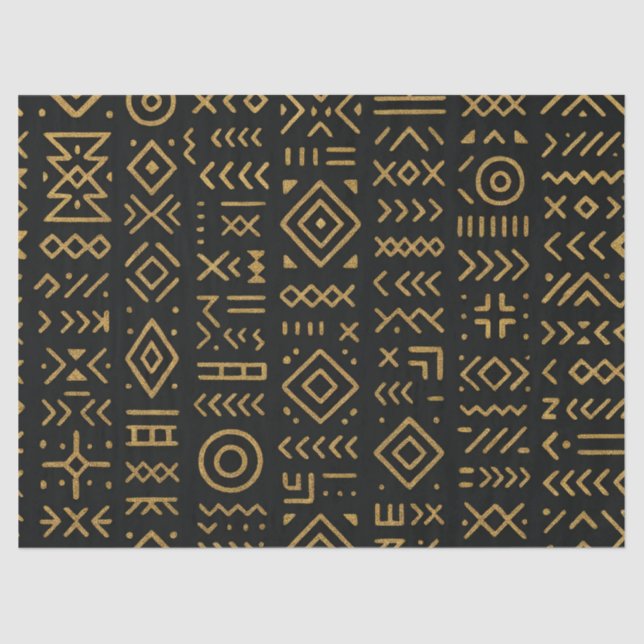 Afro Luxe Black & Gold Tribal Wrapping Paper  (Front)