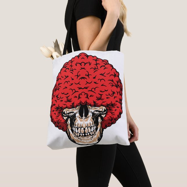 Afro-Man's Skull: Abundant Curly Red Hair Tote Bag (Close Up)