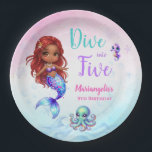 Afro Mermaid Birthday Mermaid red hair Paper Plate<br><div class="desc">Add a special touch to your table with these enchanting "paper plates". Featuring a beautiful Afro Red Hair Mermaid, a cute turquoise octopus, and colorful sea creatures, they're the perfect combination of magic and fantasy. Ideal for a "Let's Be Mermaids" birthday party, a tropical ocean-themed party, an Under the Sea...</div>