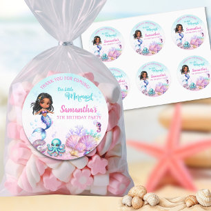 Afro mermaid Birthday Party - Under the Sea Splish Classic Round Sticker