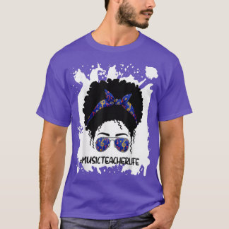 Afro Messy Bun Music Teacher Tshirt 1st Day Of Sch