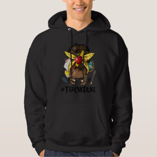 Afro Messy Bun Teacher Life Black Woman Appreciati Hoodie