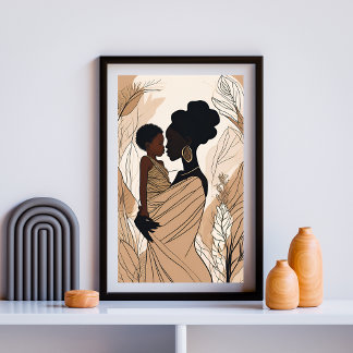 Afro Mother and Daughter  Poster