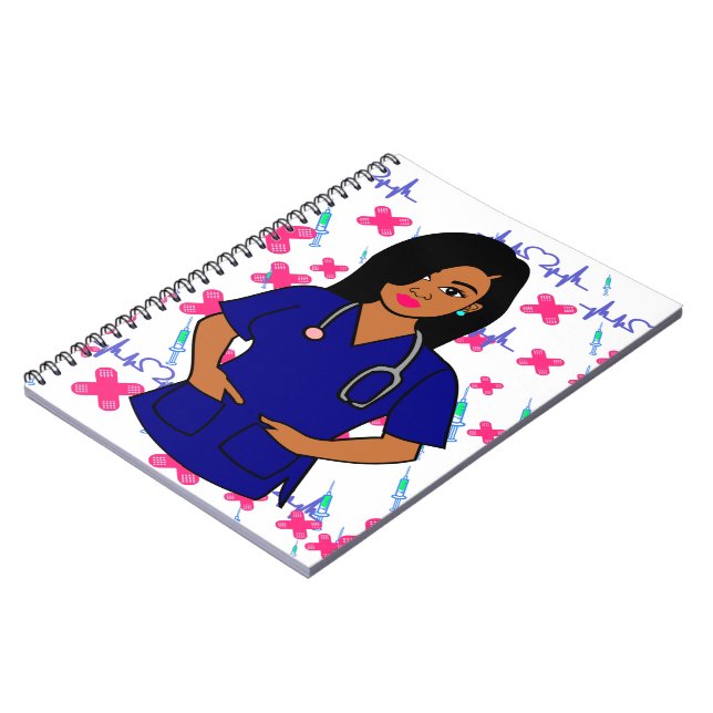 Afro Nurse Caregiver Registered Nurse Woman Notebook (Left Side)
