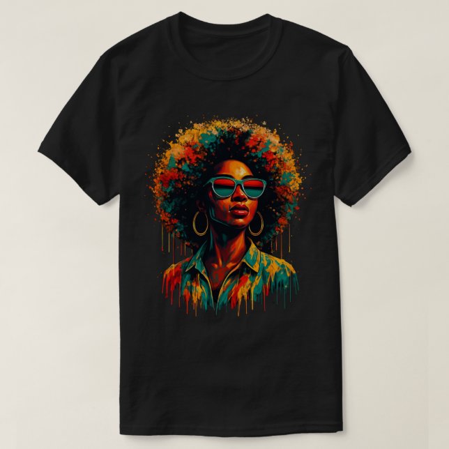 Afro Paint Drip Freedom Art  T-Shirt (Design Front)