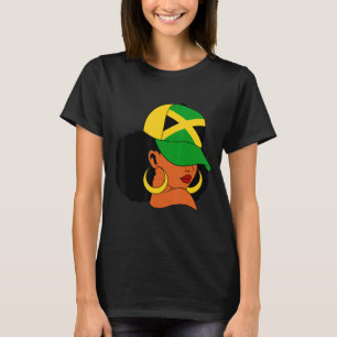 Afro Patriotic Jamaica Flag Jamaica Girls Rock Jam T-Shirt