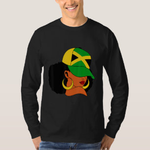 Afro Patriotic Jamaica Flag Jamaica Girls Rock Jam T-Shirt