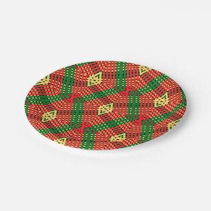Afro Pop Geometric Pattern Paper Plate