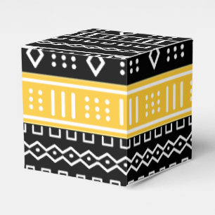 Afro Pop Modern Mud Cloth Black, White & Gold Favour Box