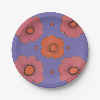 Afro Poppies Paper Plate