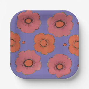 Afro Poppies Paper Plate