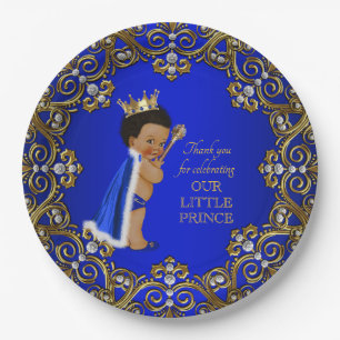 Afro Prince Baby Shower Paper Plates