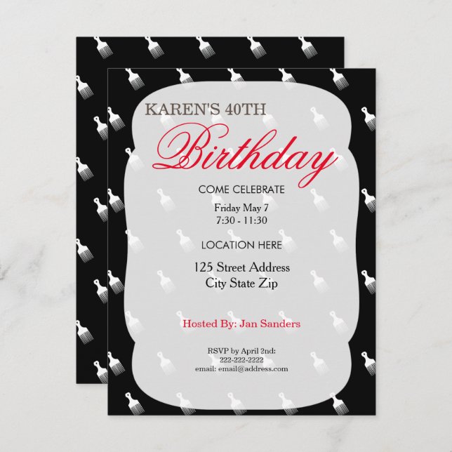 Afro Puff Birthday Party Invitations (Front/Back)