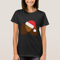 Afro Puff Black Woman Santa Hat Natural Hair Chris