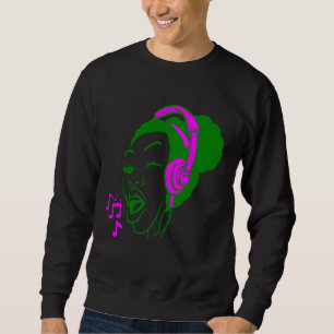 Afro puff  girl singing  for teens and women sweatshirt