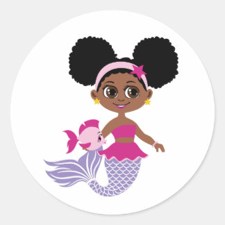 Afro Puff Mermaid Sticker for Party Favours
