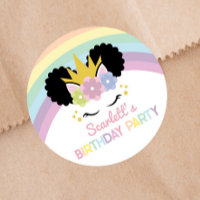 Afro Puff Unicorn Rainbows Birthday Party Favour