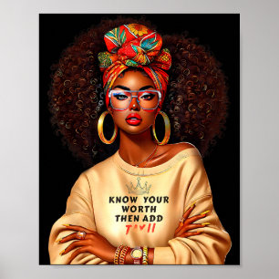 Afro Queen Black Woman African Melanin Black Histo Poster