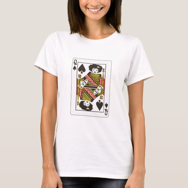 Afro Queen of Spades Black Queen of Spade Card  T-Shirt (Front)