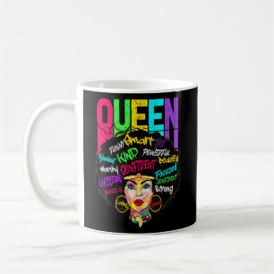Afro Queen Smart Strong Black Woman Melanin Black  Coffee Mug