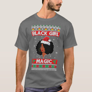 Afro Santa Claus Black Girl Magic Ugly Christmas M T-Shirt