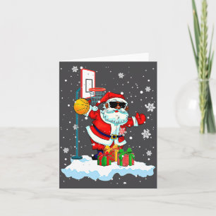 Afro Santa Playing Basketball Xmas Black Afro Bask Card