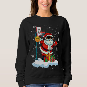 Afro Santa Playing Basketball Xmas Black Afro Bask Sweatshirt