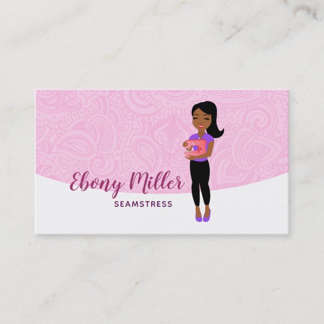 Afro Seamstress logo business Cards (Front)
