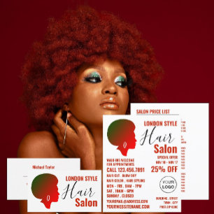 Afro Style, Hair Stylist, Hair Salon Business Card