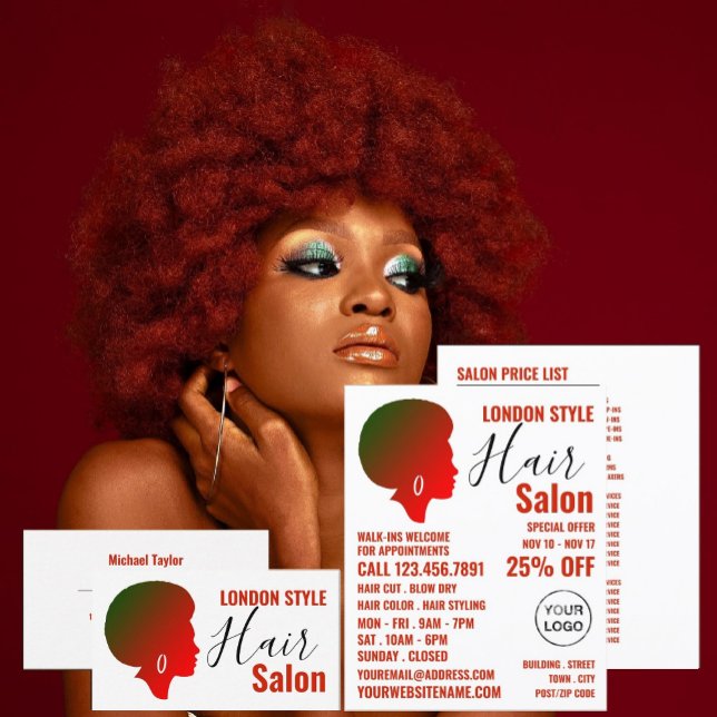 Afro Style, Hair Stylist, Hair Salon Business Card (Creator Uploaded)