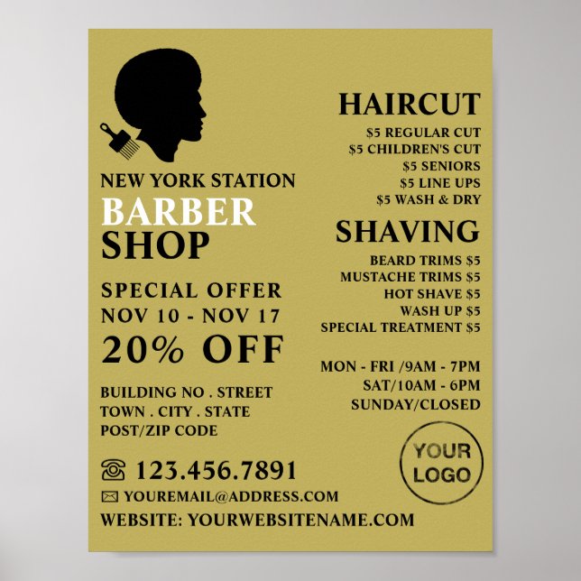 Afro Style, Men's Barbers Advertising Poster (Front)