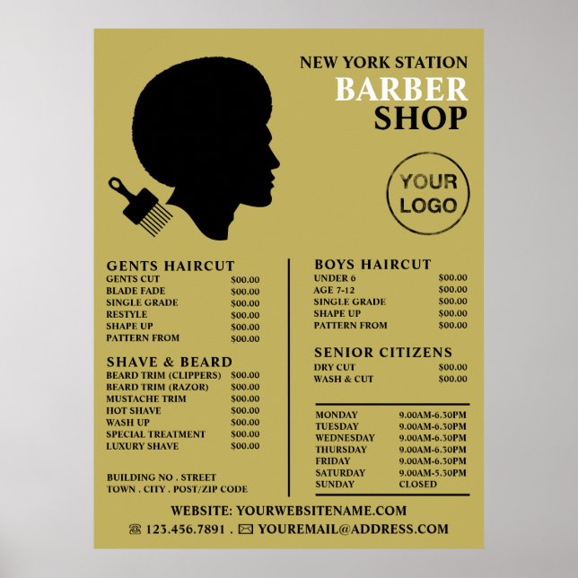 Afro Style, Men's Barbers Price List Poster (Front)