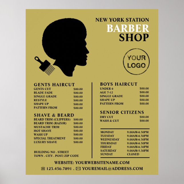 Afro Style, Men's Barbers Price List Poster (Front)