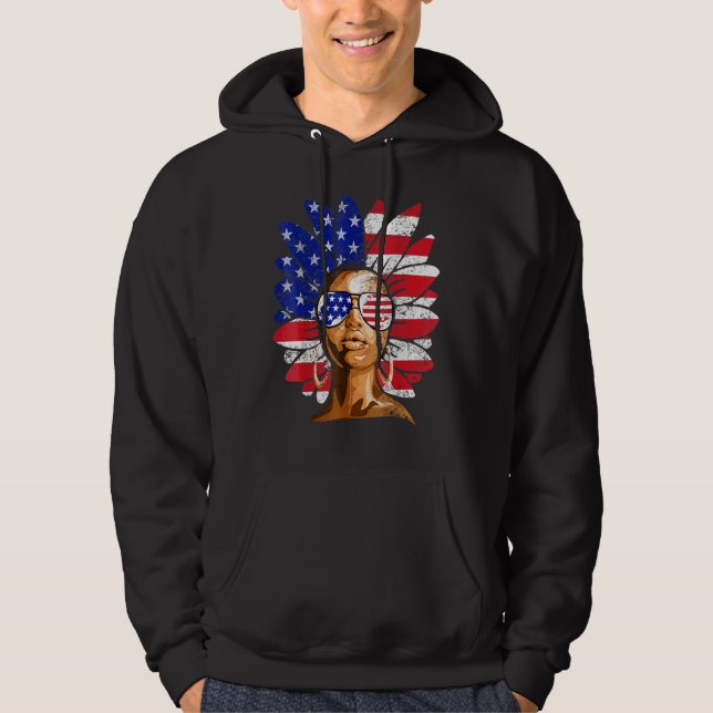 Afro Sunflower African American 4th Of July Melani Hoodie (Front)