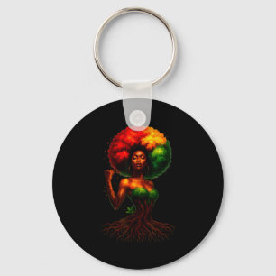 Afro tree woman black queen melanin roots pride key ring