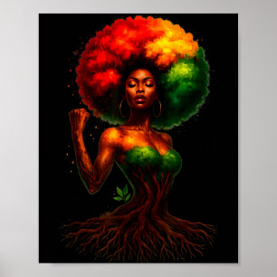Afro tree woman black queen melanin roots pride poster