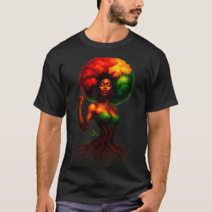 Afro tree woman black queen melanin roots pride T-Shirt