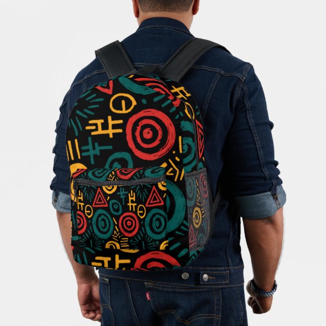 Afro Tribal Pattern Colourful Abstract  Printed Backpack (Insitu (Model))